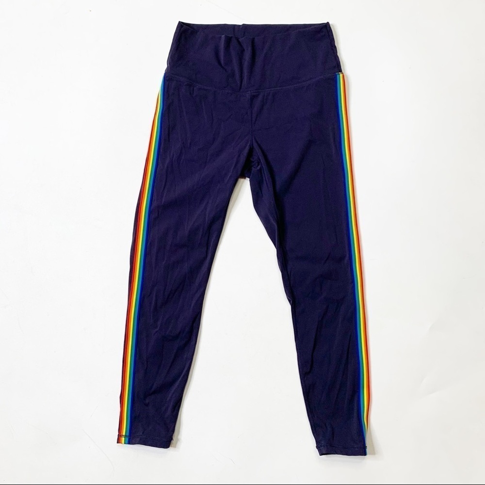 Zyia Active navy blue with rainbow stripe 7/8 leggings High Rise Medium